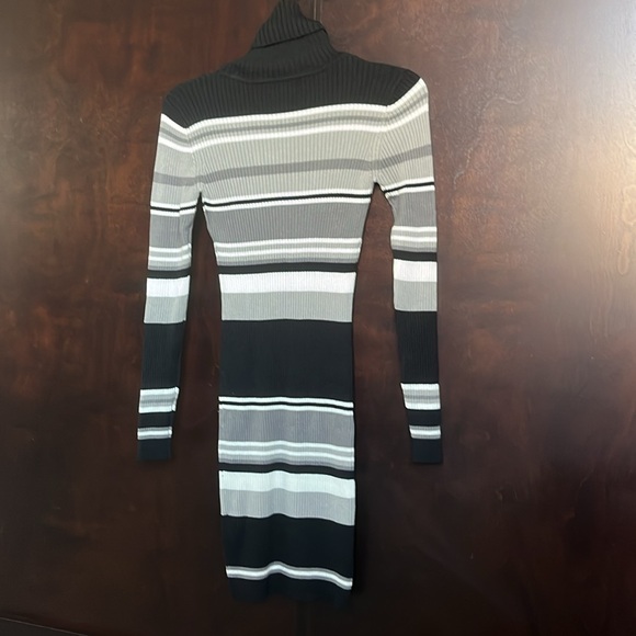 Venus Striped Knit Sweater Bodycon Dress Women’s Size S with Turtleneck - Picture 3 of 8